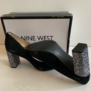NINE WEST BLACK & SLIVER SHOES NEVER BEEN WORN